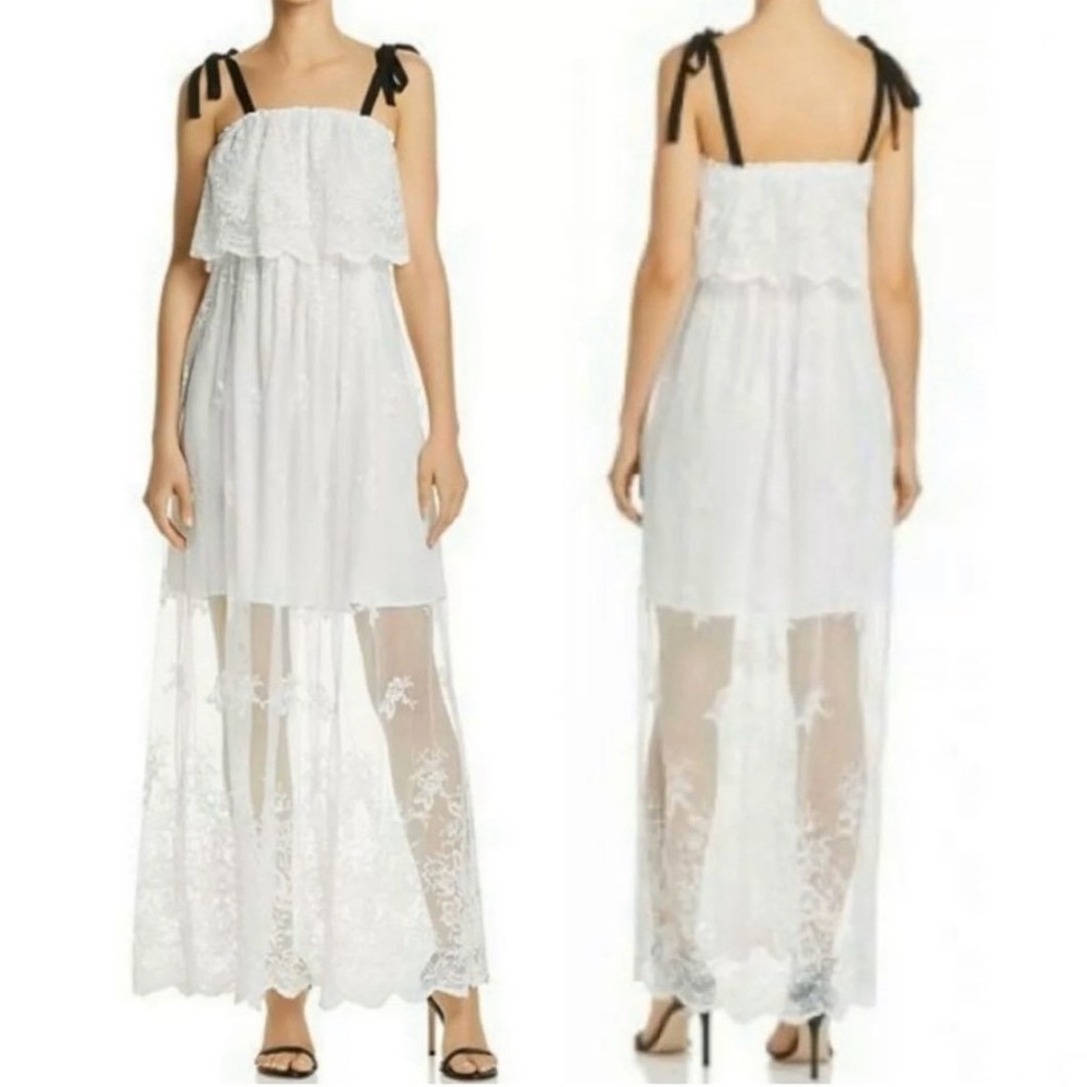 Aqua Lace Victorian Ruffle Maxi Dress Size XS